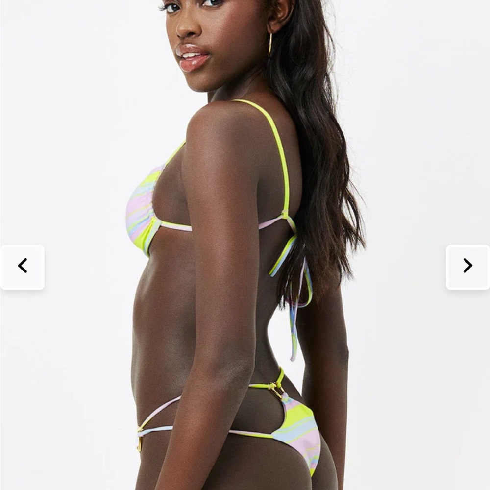 NWT Frankie’s Bikinis Kailyn String Bikini Bottom  -Summer Stripe